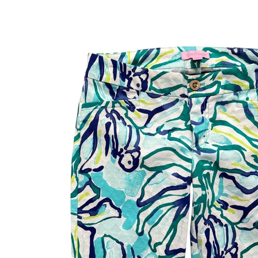 Lilly Pulitzer Kelly Skinny Ankle Pants Pool Blue Stay Cool Size 0